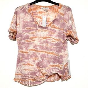 Young Fabulous & Broke Tie-Dye Top in Pink and Orange Medium